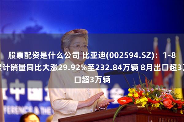 股票配资是什么公司 比亚迪(002594.SZ)：1-8月累计销量同比大涨29.92%至232.84万辆 8月出口超3万辆