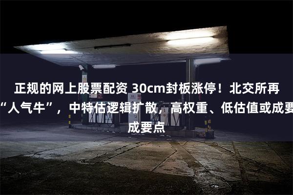 正规的网上股票配资 30cm封板涨停！北交所再出“人气牛”，中特估逻辑扩散，高权重、低估值或成要点