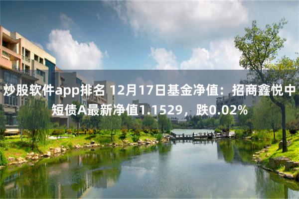 炒股软件app排名 12月17日基金净值：招商鑫悦中短债A最新净值1.1529，跌0.02%