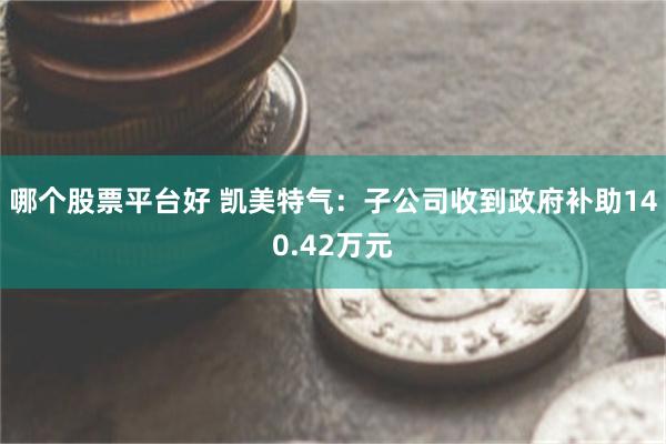 哪个股票平台好 凯美特气：子公司收到政府补助140.42万元